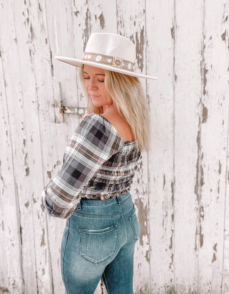 Lots Of Lattes Plaid Cropped Flannel Top (X1 small left!)