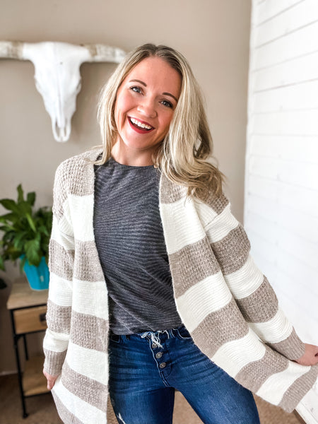 Just Go With It Cardigan - Taupe