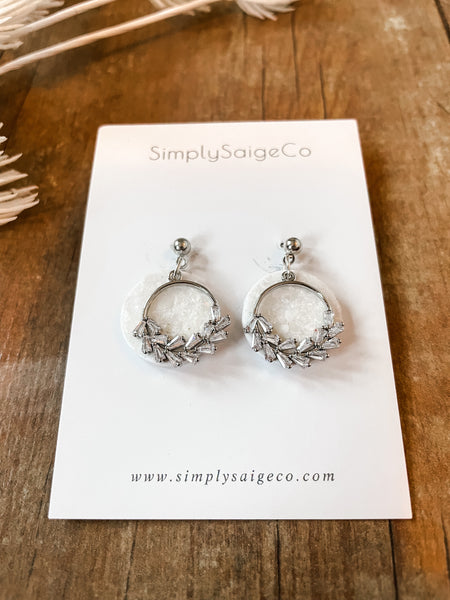 Bejeweled Drop Earrings - Silver