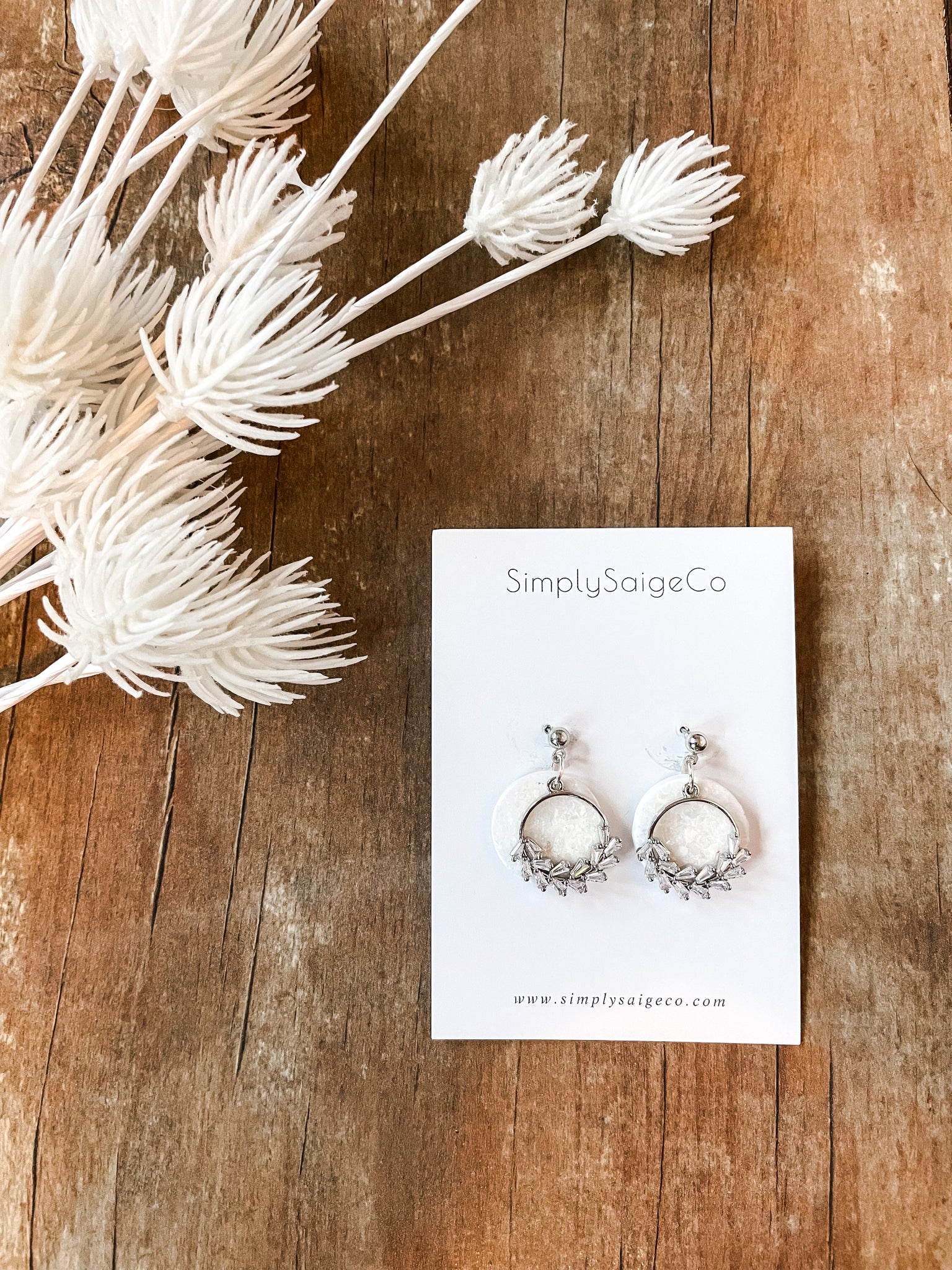 Bejeweled Drop Earrings - Silver