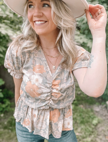 Peach, Please Floral Tiered Blouse